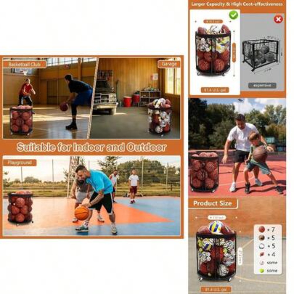 عربة تخزين كرات متينة لكرة الق - مراجعة Sports Equipment Basketball وسعره